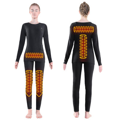 Mujeres Premium Invierno Largo Calentador Camisetas eléctricas Pantalones Traje conjunto Ropa calefacción Lana calefacción Traje térmico ropa interior