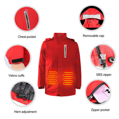 Lavadora recargable Hombres Mujeres 4 Zonas de calefacción Eléctrica con capucha chaqueta de invierno caliente