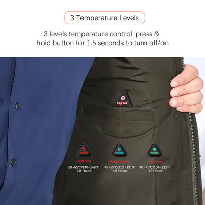 Calentadores de cuerpo para hombres lavables 7.4V chaqueta recargable con 4 zonas de calefacción