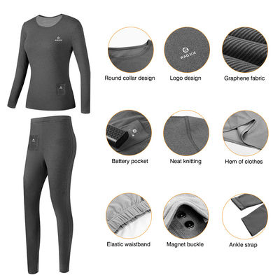 Traje de dos piezas termal femenino de la ropa interior larga de las capas de base de la calefacción de la batería del invierno