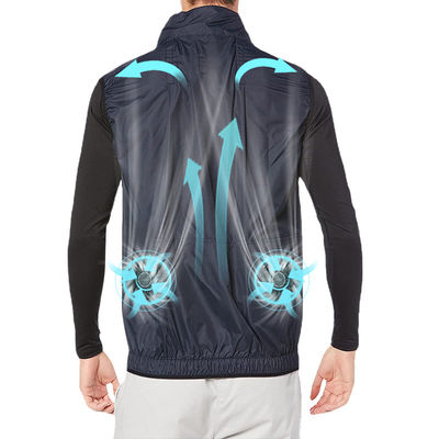 Chaqueta de enfriamiento del aire acondicionado de la fan negra de la ropa debajo del poliéster 100% del tiempo caliente