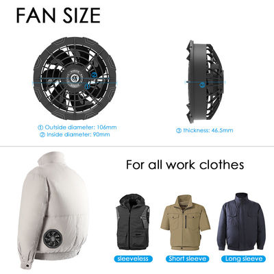 fan del traje del aire acondicionado de la fan 6700mAh del enfriamiento de la camisa calefactora 12V