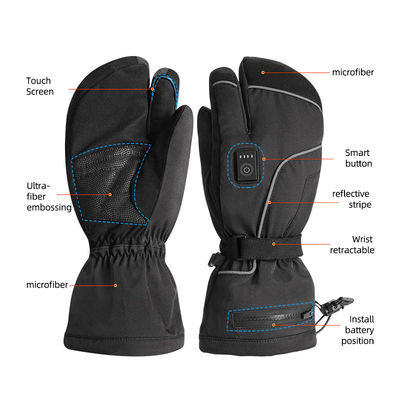 Manoplas calentadas con pilas recargables patinadoras 7.2V Ski Mittens calentado termal eléctrico del invierno para las mujeres de los hombres