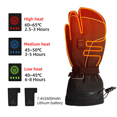 Manoplas calentadas con pilas recargables patinadoras 7.2V Ski Mittens calentado termal eléctrico del invierno para las mujeres de los hombres