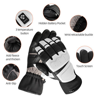 Invierno de motociclismo Guantes eléctricos con calefacción impermeable a viento calefacción cálida pantalla táctil guantes con calefacción