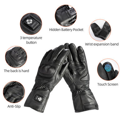 Piel de oveja Batería recargable Motocicleta de carreras Ciclismo Invierno Calentador Patinaje en esquí Guantes eléctricos con calefacción