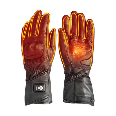 Cuero de oveja Negro XXL Guantes de invierno calientes 7.2V Guantes de esquí calientes con batería para hombres Mujeres