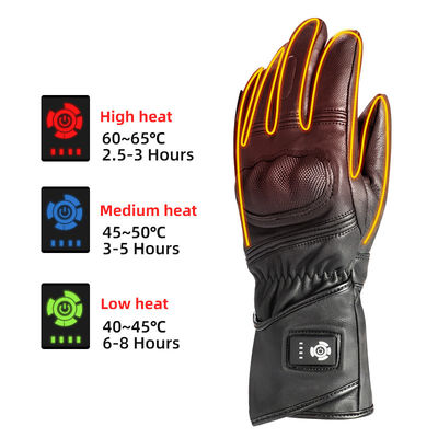 Cuero de oveja Negro XXL Guantes de invierno calientes 7.2V Guantes de esquí calientes con batería para hombres Mujeres