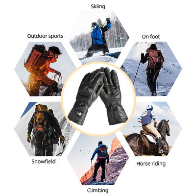 Cuero de oveja Negro XXL Guantes de invierno calientes 7.2V Guantes de esquí calientes con batería para hombres Mujeres