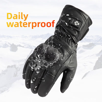 Cuero de oveja Negro XXL Guantes de invierno calientes 7.2V Guantes de esquí calientes con batería para hombres Mujeres