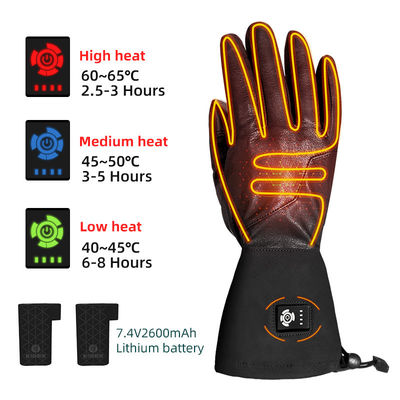 Guantes de invierno con pantalla táctil de cuero sintético con calefacción Guantes de motocicleta con batería recargable