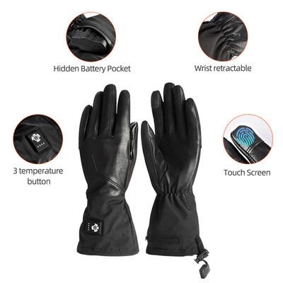 Guantes de invierno con pantalla táctil de cuero sintético con calefacción Guantes de motocicleta con batería recargable
