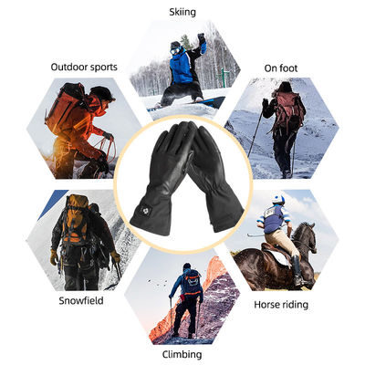 Guantes de invierno con pantalla táctil de cuero sintético con calefacción Guantes de motocicleta con batería recargable