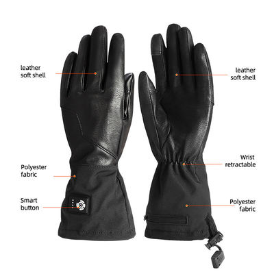 Guantes de esquí con calefacción eléctrica de cuero sintético a prueba de viento Guantes de batería para la caza