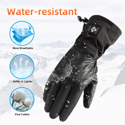 Guantes de esquí con calefacción eléctrica de cuero sintético a prueba de viento Guantes de batería para la caza