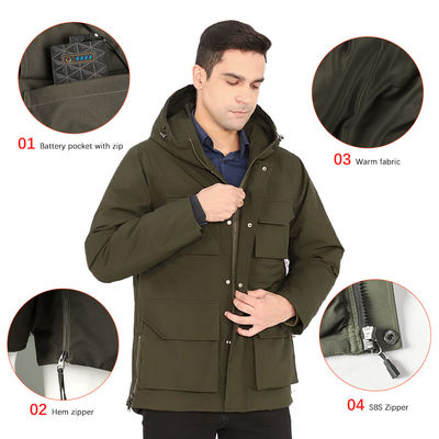Calentadores de cuerpo para hombres lavables 7.4V chaqueta recargable con 4 zonas de calefacción