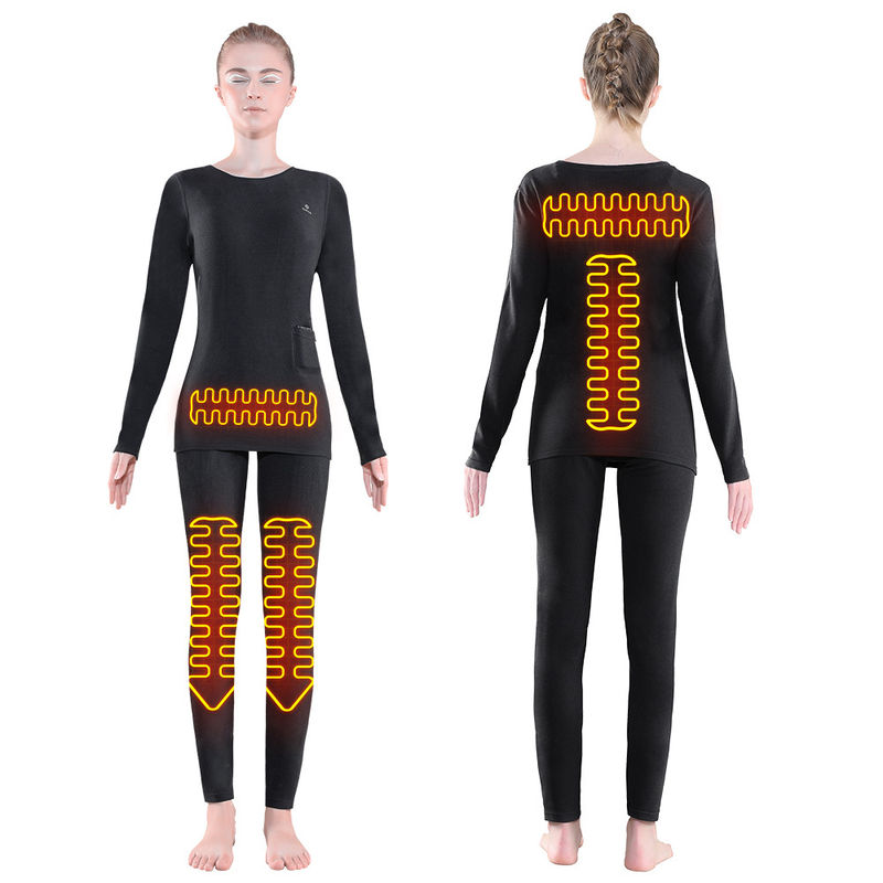 Mujeres Premium Invierno Largo Calentador Camisetas eléctricas Pantalones Traje conjunto Ropa calefacción Lana calefacción Traje térmico ropa interior