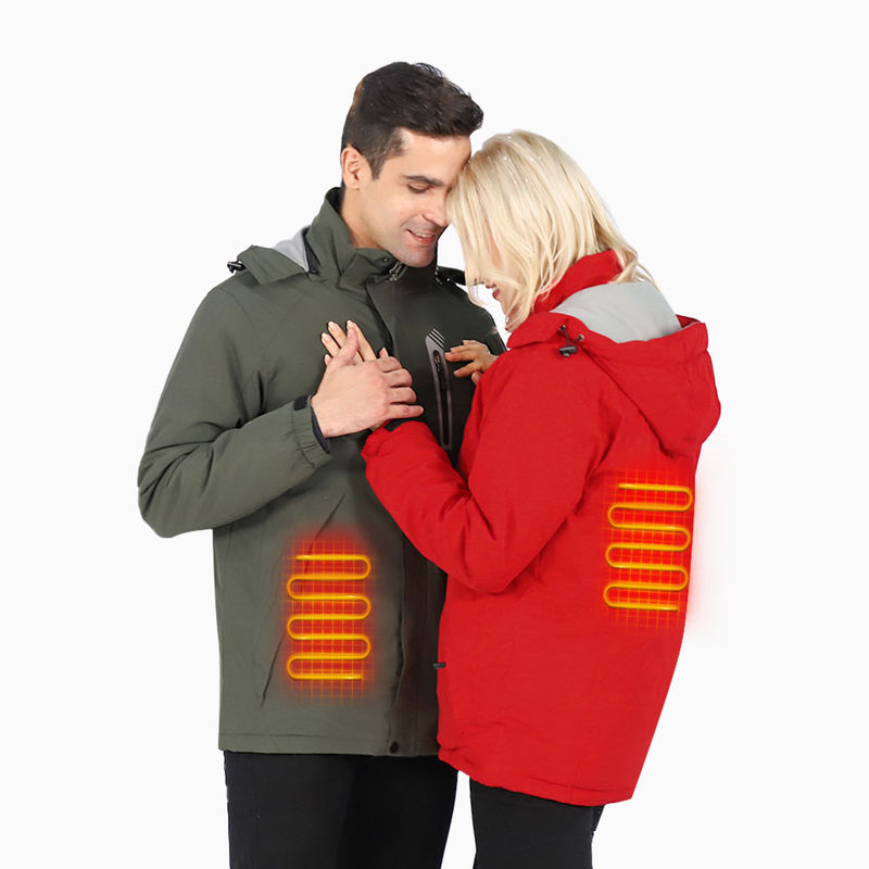 Calor exterior con calefacción Inteligente Control de temperatura abrigo con capucha cálido invierno chaqueta térmica de hombres con calefacción